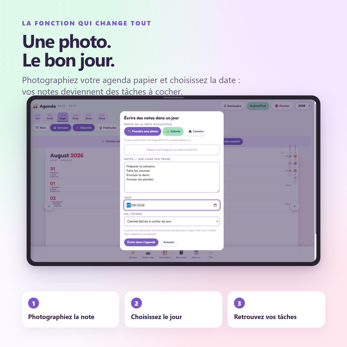 Agenda numérique 2026–2027 pour téléphone et ordinateur